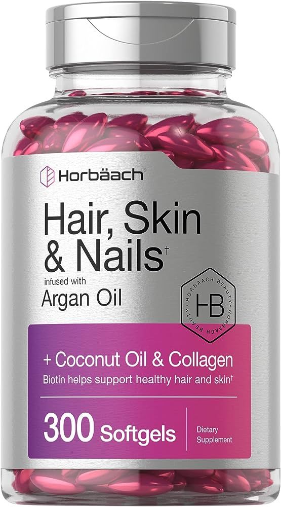 Hair Skin and Nails Vitamins | 300 Softgels | with Biotin and Collagen | Infused with Argan Oil a... | Amazon (US)
