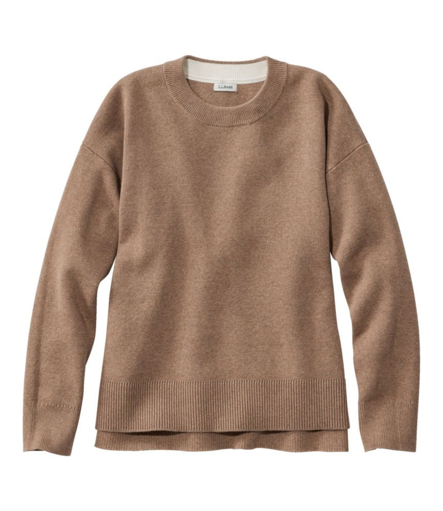 Women's Wicked Soft Cotton/Cashmere Crewneck Sweater Camel Brown Heather Small L.L.Bean | L.L. Bean
