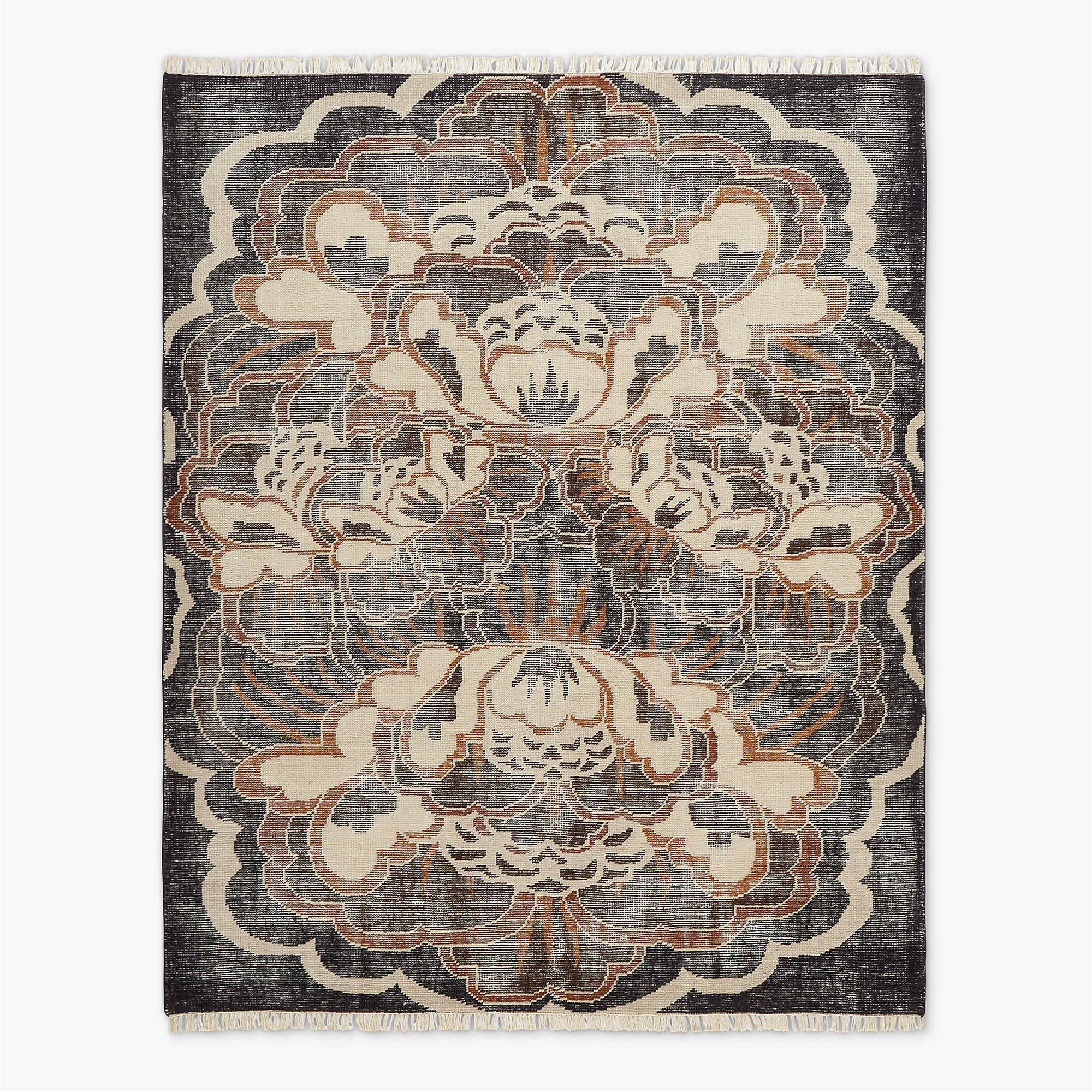 Allure Hand-Knotted Copper Floral Wool Area Rug 8'x10' + Reviews | CB2 | CB2