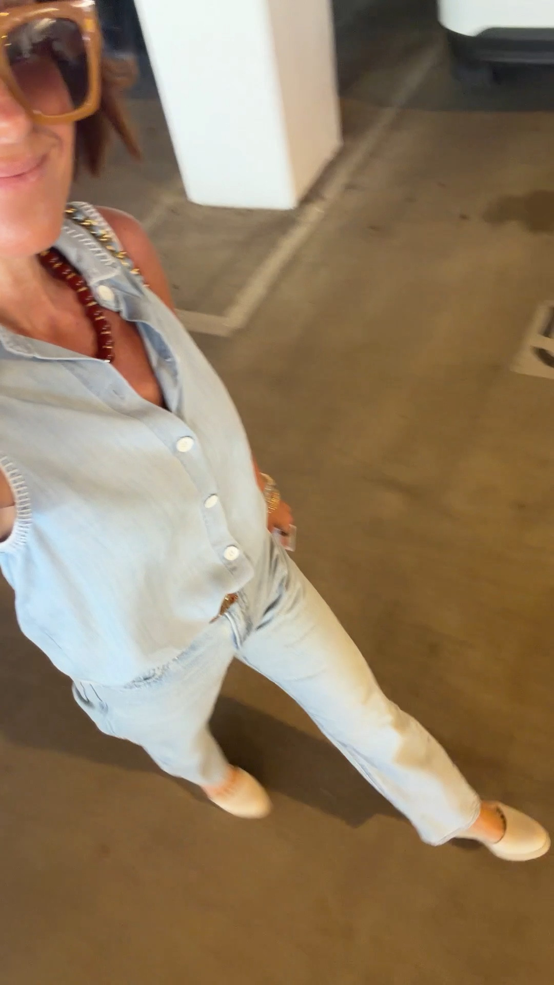 Denim on denim but make it flattering 👏🏼

Light wash denim sleeveless top (linking two similar options), paired with the best fitting Levi’s from Aritzia—these are that perfect high-rise, straight leg jean that just works. Styled with neutral flats from Avara, layered gold bracelets, and a statement necklace from Tori Bradburry (water-resistant = wear it everywhere).

Also… these oversized Amazon sunglasses are giving major designer vibes for under $15 right now—run.

Keywords for search:
denim outfit women, denim on denim outfit, sleeveless denim top outfit, Levi’s Aritzia jeans review, best straight leg jeans, casual spring outfit, everyday mom outfit, affordable designer sunglasses dupe, neutral flats outfit

#LTKootd #LTKSaleAlert #LTKOver40