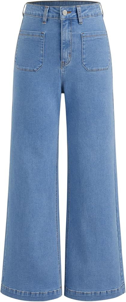 CIDER Womens Wide Leg Jeans High Waisted Stretchy Denim Flared Pants with Pockets | Amazon (US)