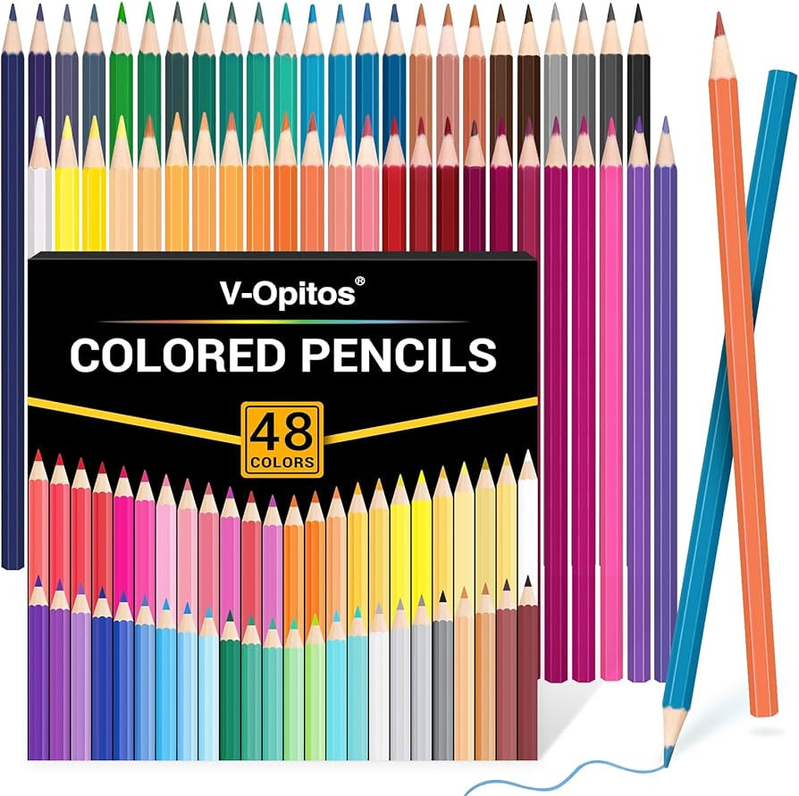V-Opitos 48 Pack Colored Pencils Set, Pre-sharpened Coloring Pencils for Kids Beginners, Colored ... | Amazon (US)