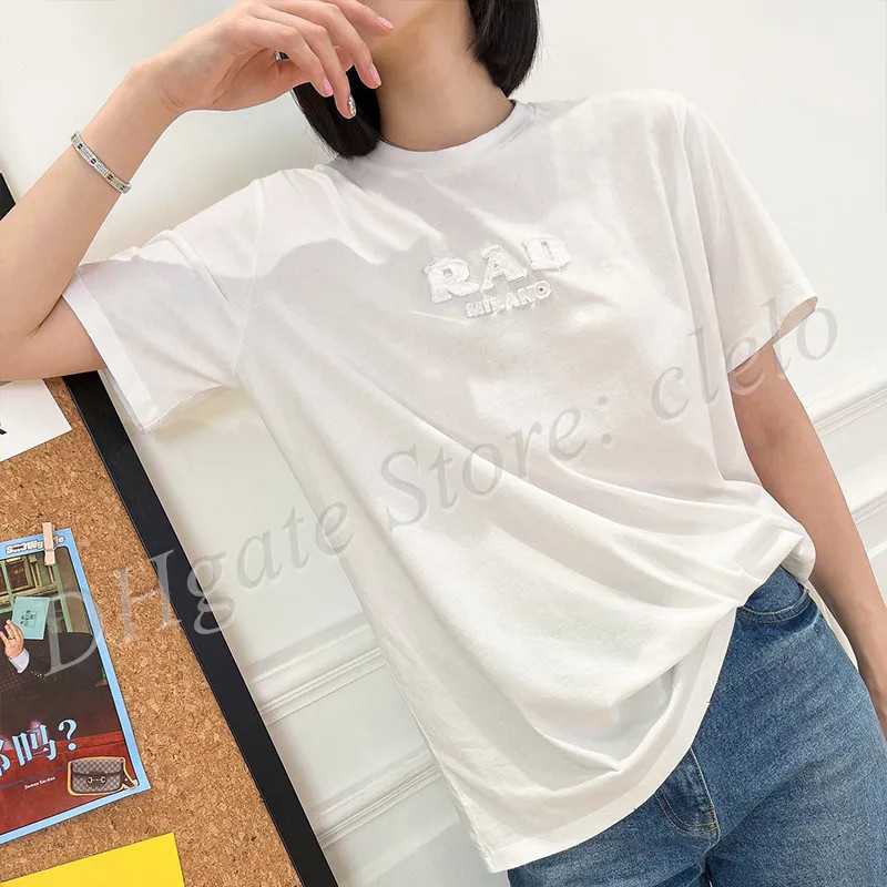 Fashion Tops Women's T-shirt Burnt Flower Letter Short Sleeve with Front Logo White Short SML | DHGate