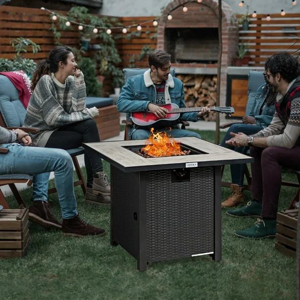Costway 30'' Square Propane Gas Fire Pit Table Ceramic Tabletop 50,000 BTU W/ Cover | Walmart (CA)