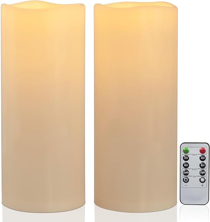 Yongmao 12" x 5" Waterproof Outdoor Flameless Candles Battery Operated LED Flickering Pillar Cand... | Amazon (US)