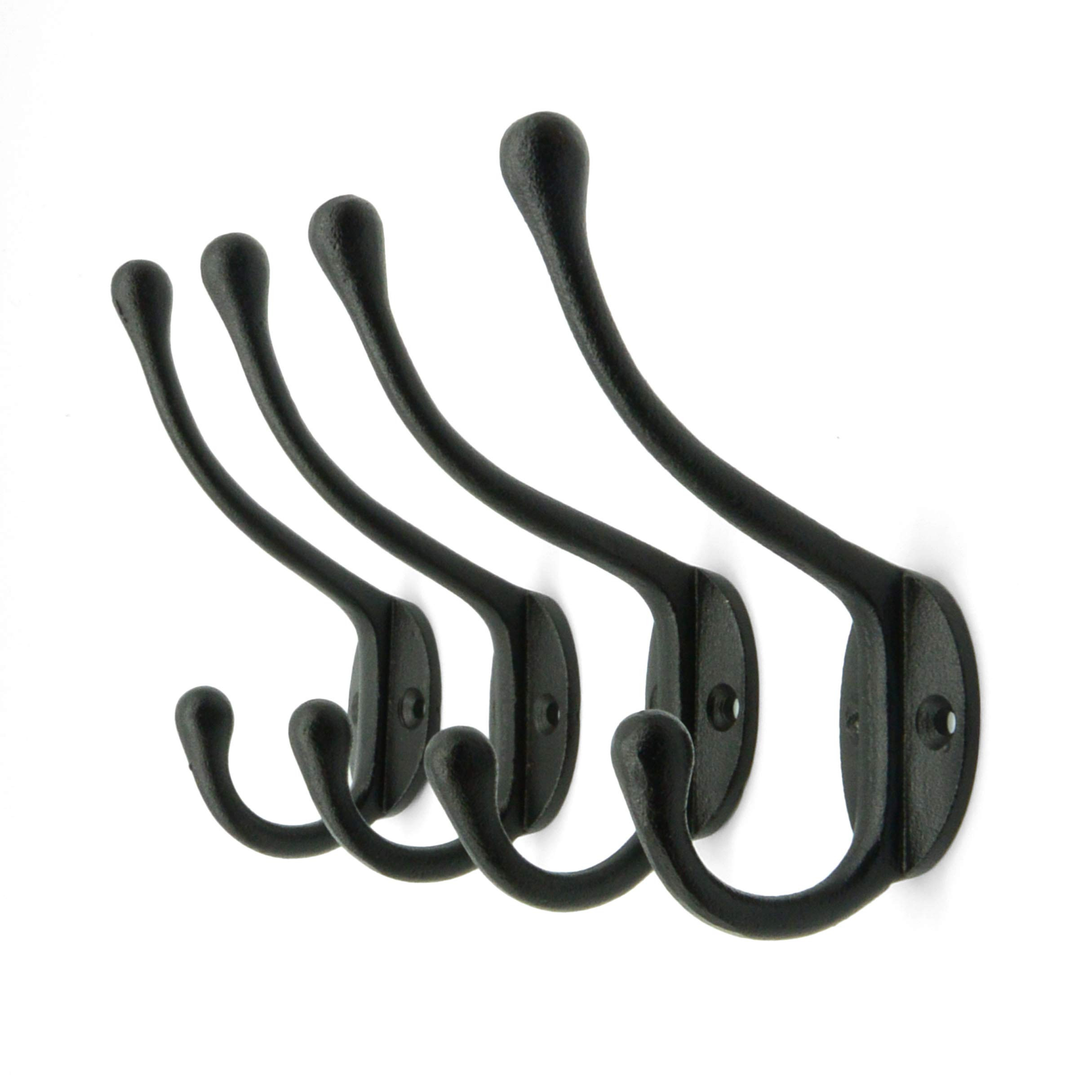 Craftsman Road Vintage Cast Iron Wall Hooks (Black Texture Finish, Set of 4) - Rustic, Farmhouse ... | Amazon (US)
