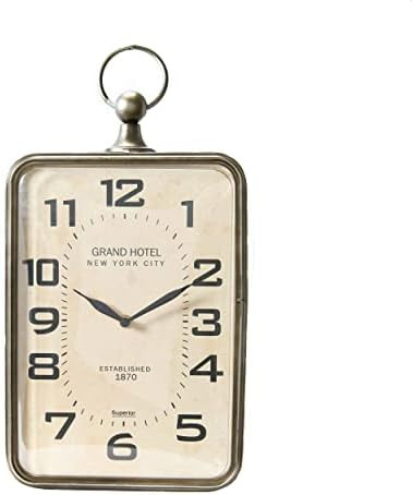 Creative Co-Op Metal Rectangle Hanging Clock with Handle Decoration on Top | Amazon (US)
