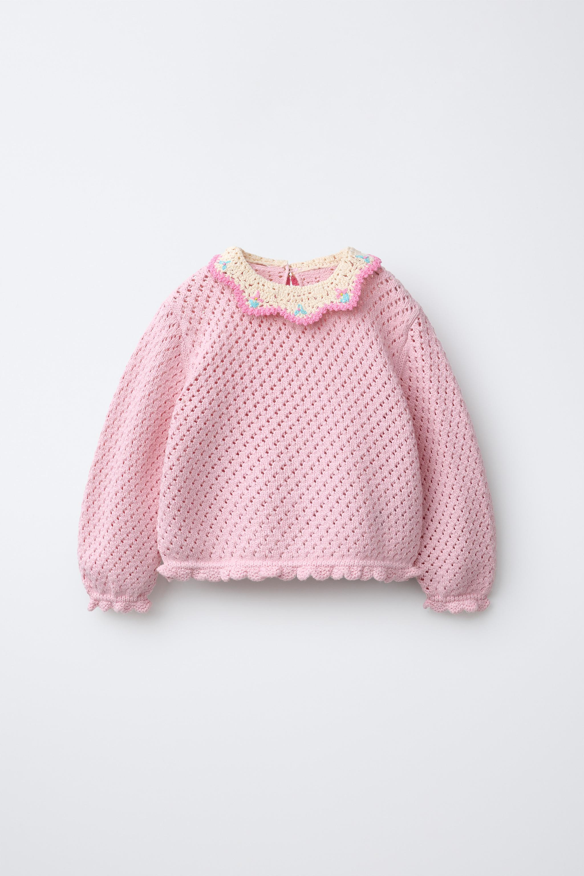 CROCHET KNIT COLLAR JUMPER | Zara US