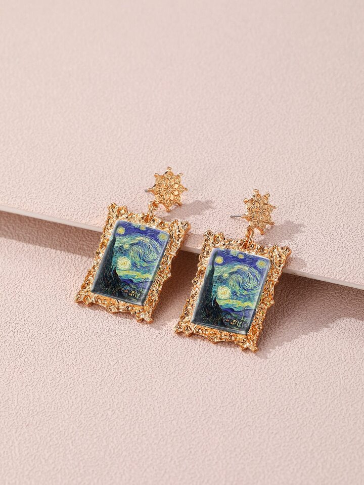 Painting Print Drop Earrings | SHEIN USA | SHEIN