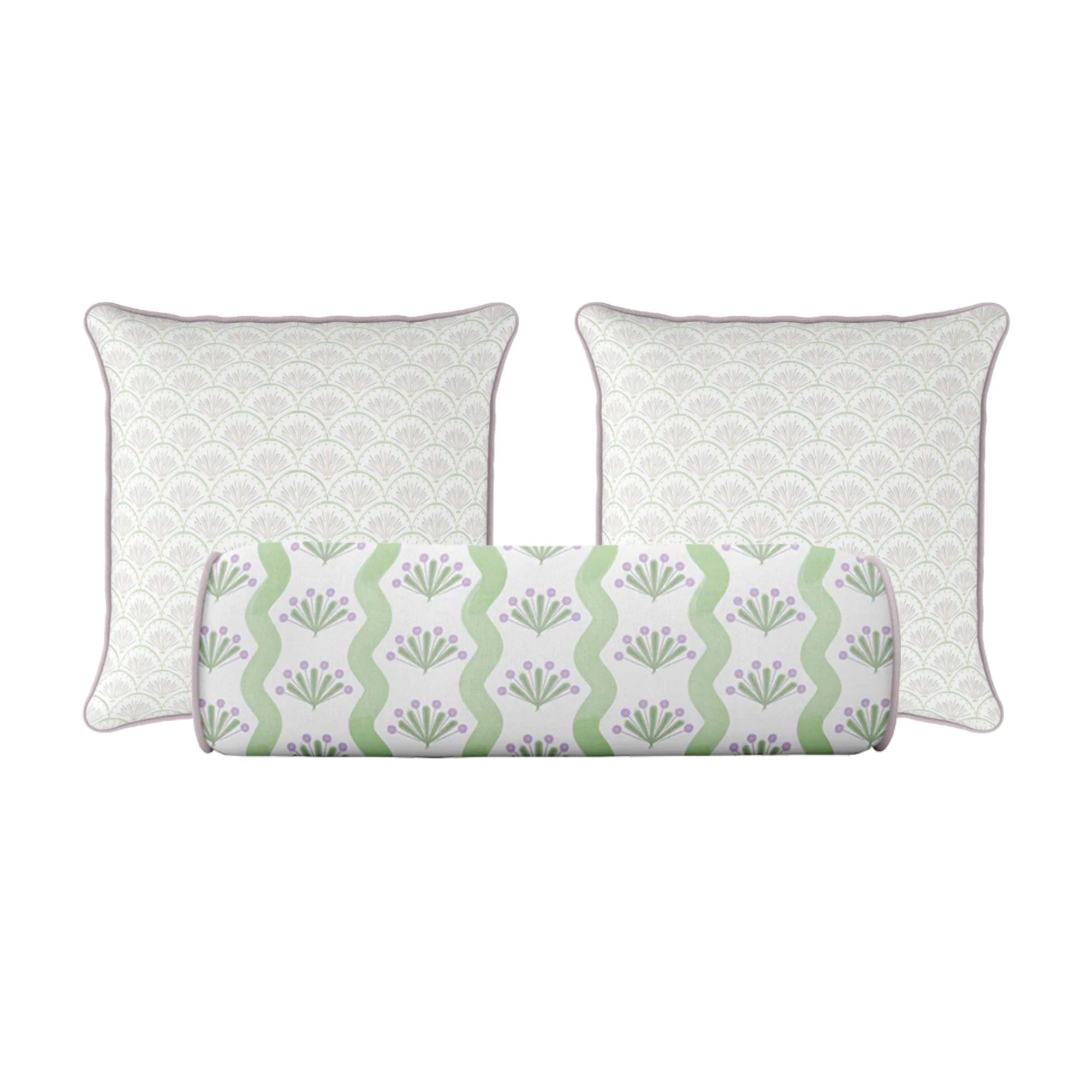 Bed Pillow Set Pink Valencia Green Riviera | Ciélle Home | Cielle Home