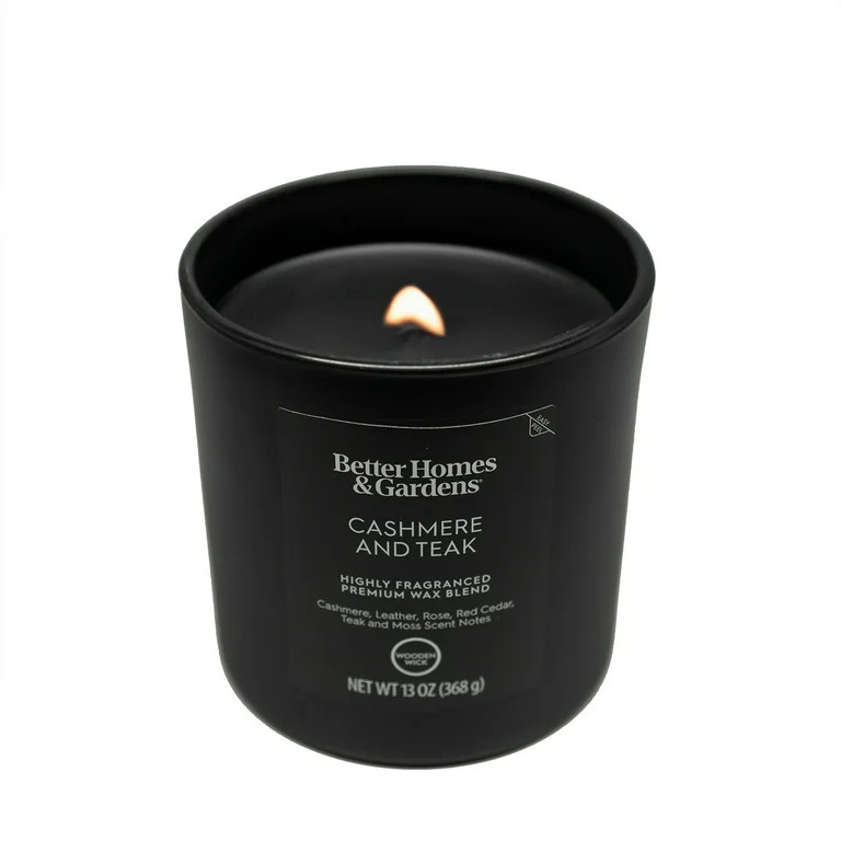 Better Homes & Gardens 13oz Cashmere Teak Scented Wooden Wick Jar Candle | Walmart (US)