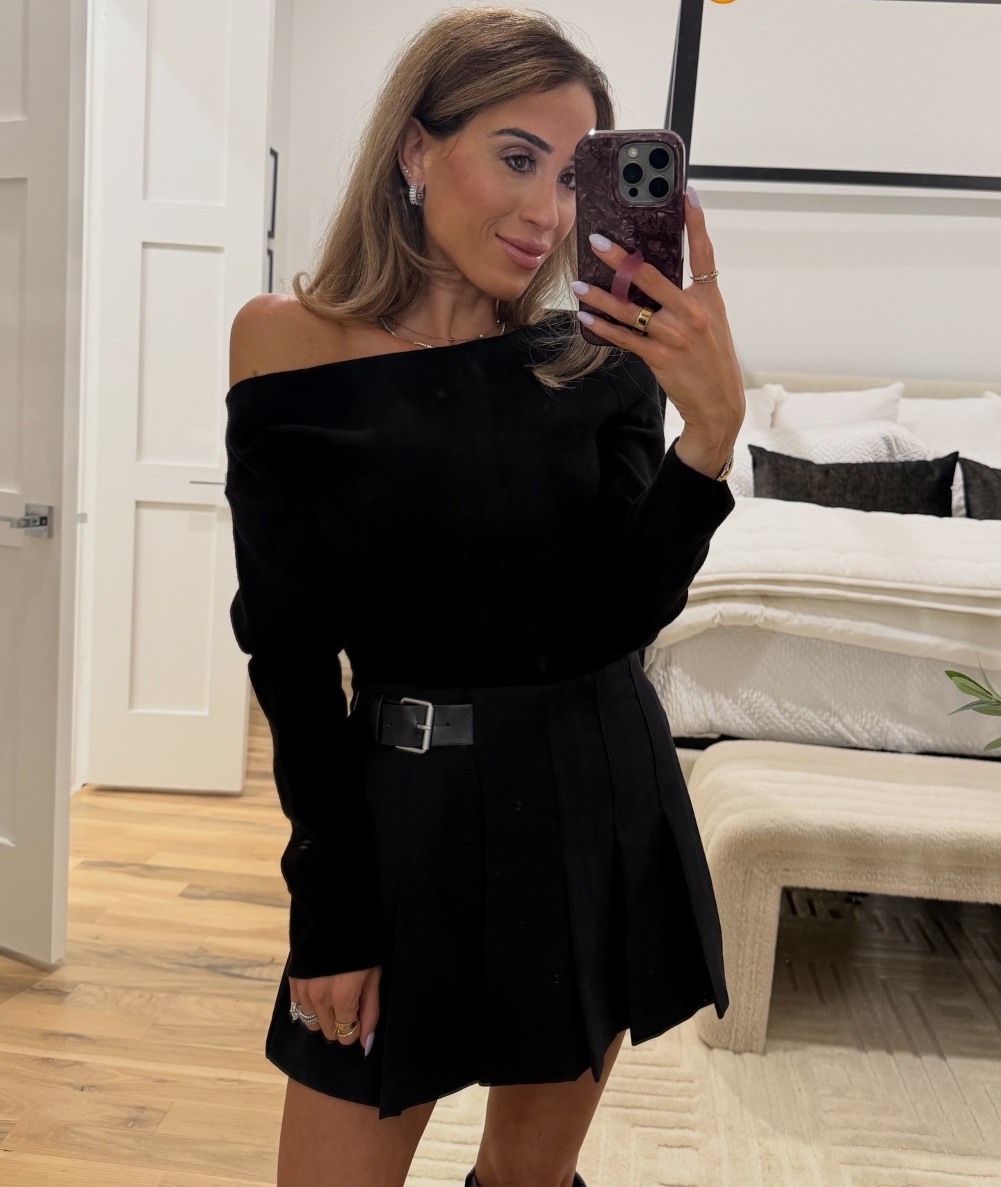 Off shoulder black sweater Amazon black pleated skirt size xxs 

#LTKFindsUnder100 #LTKFindsUnder50