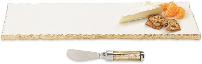Mud Pie - 40700003 Mud Pie Marble and Gold Edge Hostess Set Serving Platter, One Size, white | Amazon (US)