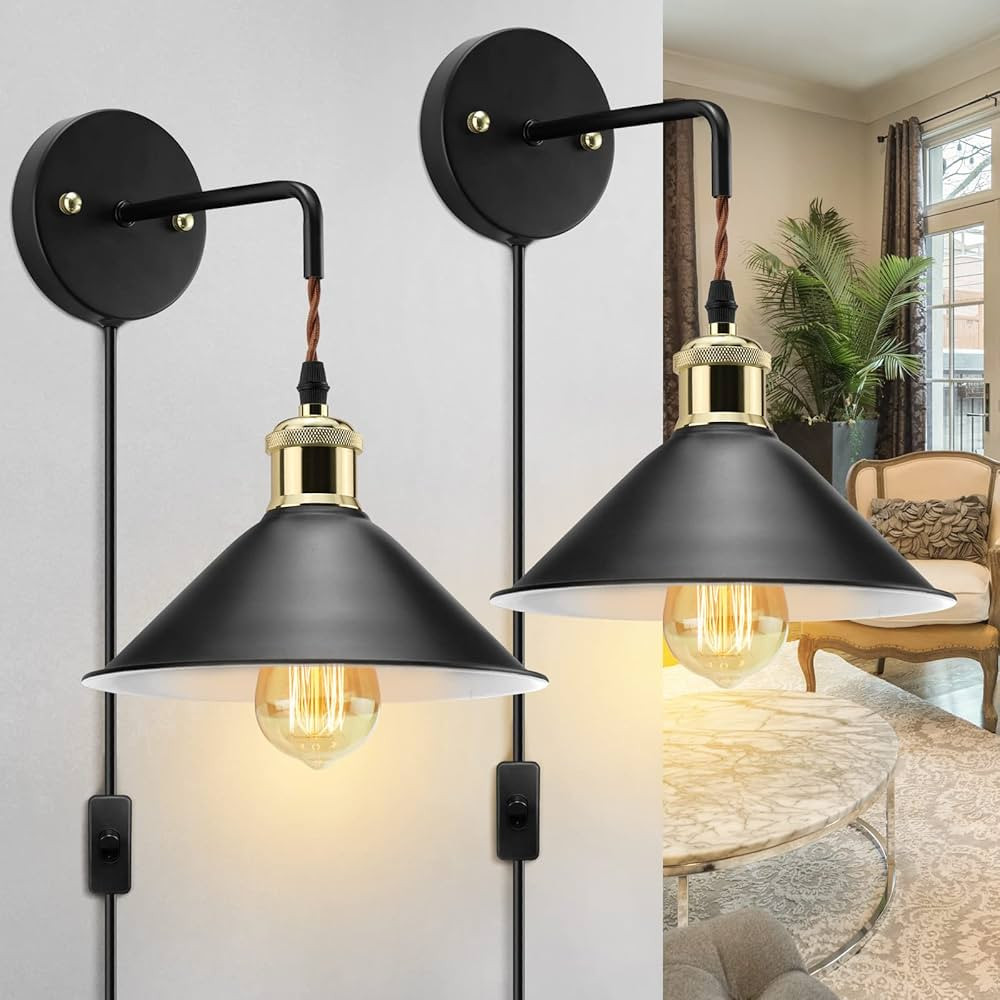 Plug in Wall Sconces, 2PACK Wall Lamp with Plug in Cord, Plug in Wall Light Sconces, Sconces Wall... | Amazon (US)