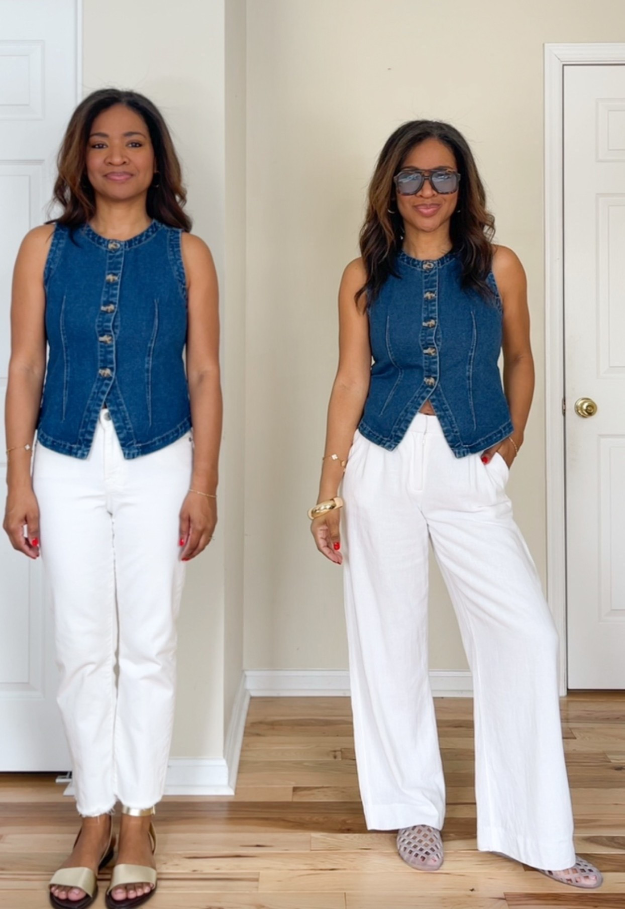 I’m wearing a small in the vest. And I’m wearing a size 27 regular in the linen pants. The sears linen pants have a slightly different enclosure, but they are the same material. ￼

#LTKgrwm #LTKOver40 #LTKootd