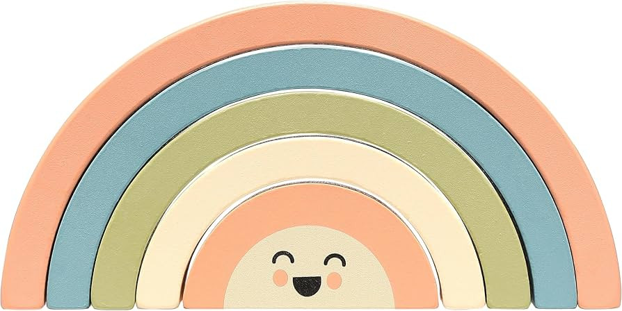Pearhead Wooden Rainbow Stacking Toy, Baby and Toddler Montessori Toy Ages 1+ Years, Interactive ... | Amazon (US)
