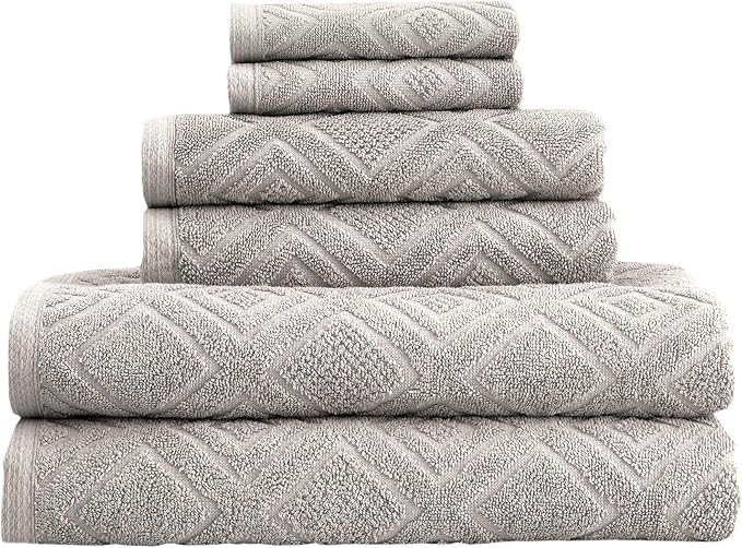 Classic Turkish Towels 6 Piece Cotton Bath Towel Set - Luxury Soft and Thick Bath Towels 600 GSM ... | Amazon (US)