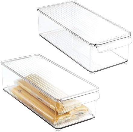 mDesign Plastic Food Storage Container Bin with Lid and Handle for Kitchen, Pantry, Cabinet, Frid... | Amazon (US)