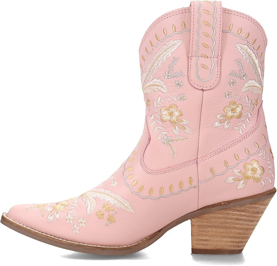 Dingo Womens Primrose Embroidered Floral Snip Toe Casual Boots Ankle Mid Heel 2-3" - Black | Amazon (US)