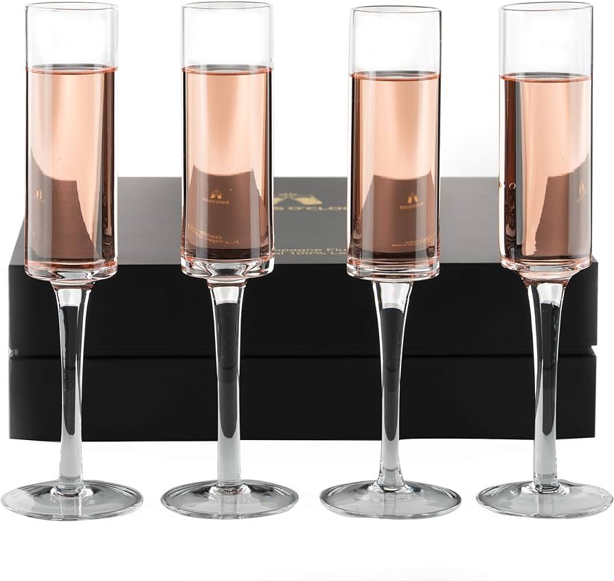 LEMONSODA Champagne Flutes Set of 4 - Hand-Blown Crystal Mimosa Glasses - Unique Champagne Glasse... | Amazon (US)
