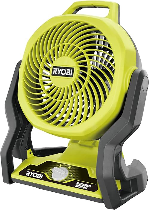RYOBI RF18-0 18V ONE+ Cordless 3-Speed Whisper Fan (Bare Tool), Hyper Green | Amazon (US)