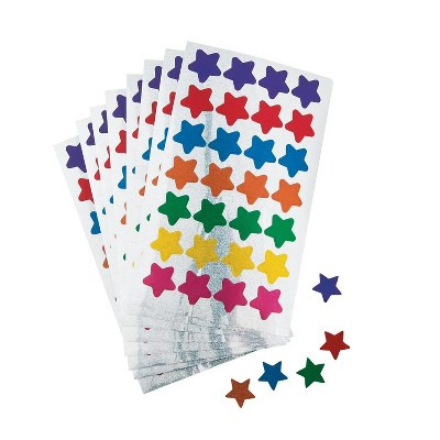 1/2" Basic Sparkly Star Multicolor Paper Sticker Sheets - 25 Pc. | Target