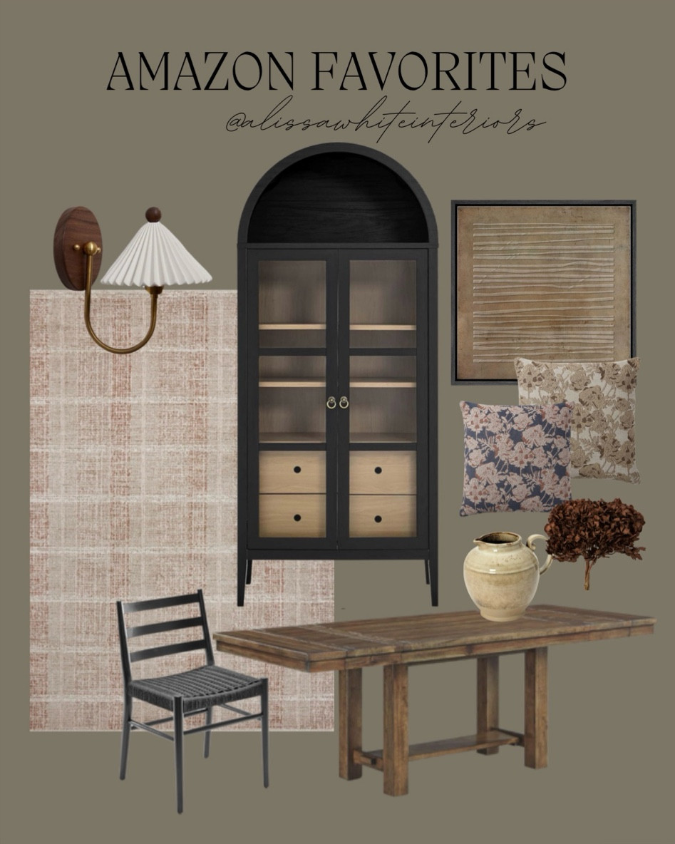 Roundup of my current Amazon favorites. 

Art. Dining room. Area rug. Dining chair. Dining table. Throw pillows. Sconce. Lighting. Arched cabinet. Vase. Dried florals. 

#LTKsalealert #LTKhome #LTKfindsunder100