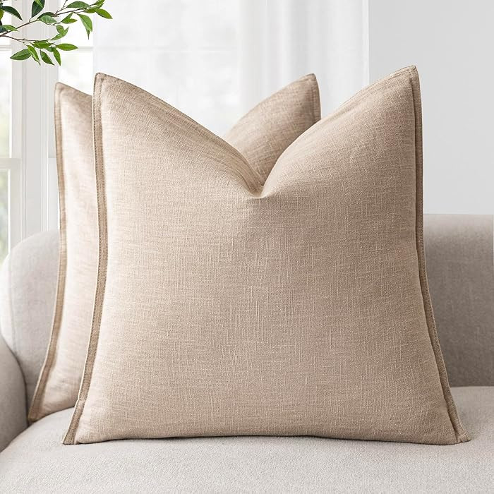 Foindtower Pack of 2, Decorative Linen Soild Throw Pillow Covers Soft Accent Cushion Case Farmhou... | Amazon (US)