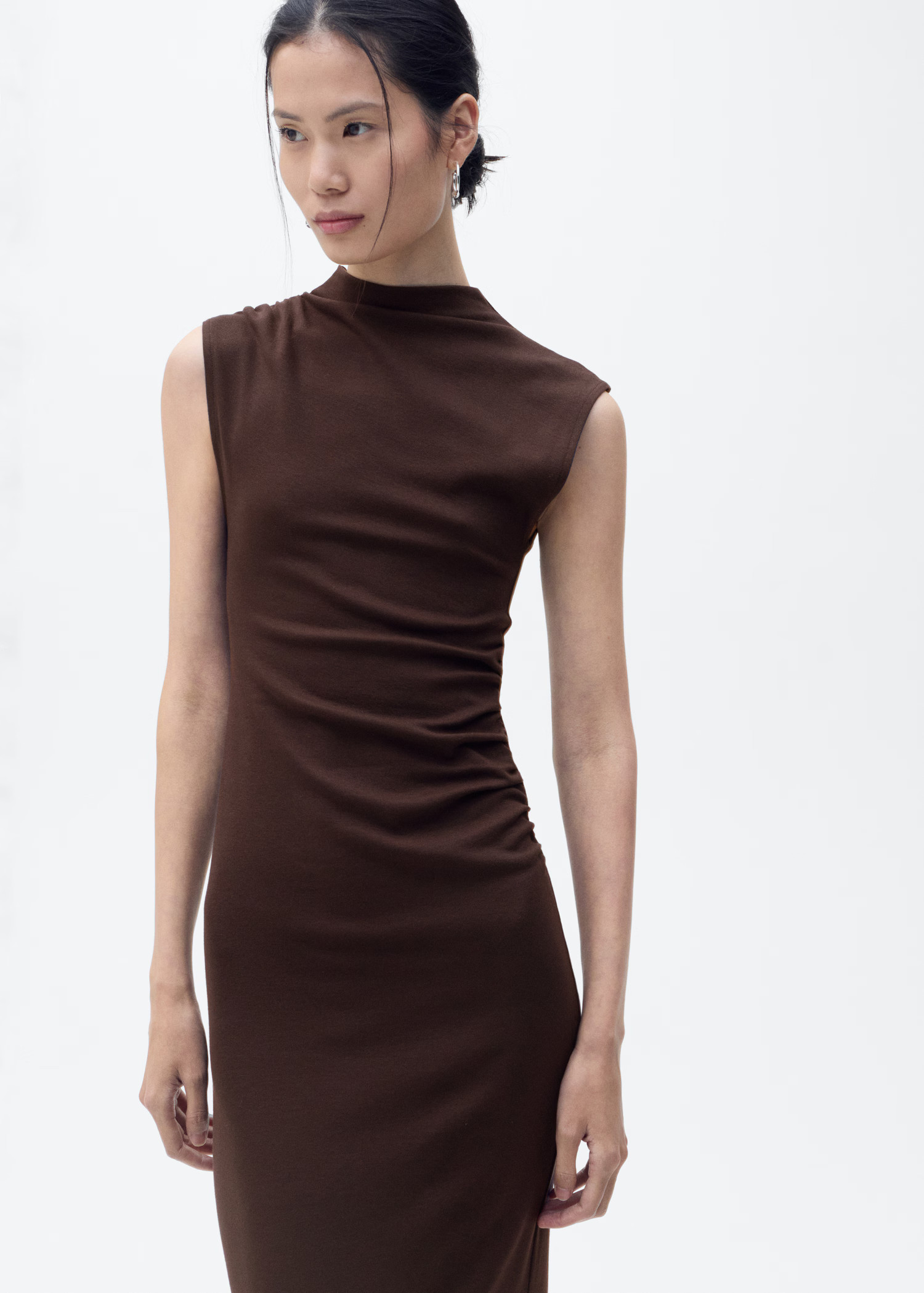 Draped dress with perkins collar - Women | MANGO USA | Mango (US/MX/AU)