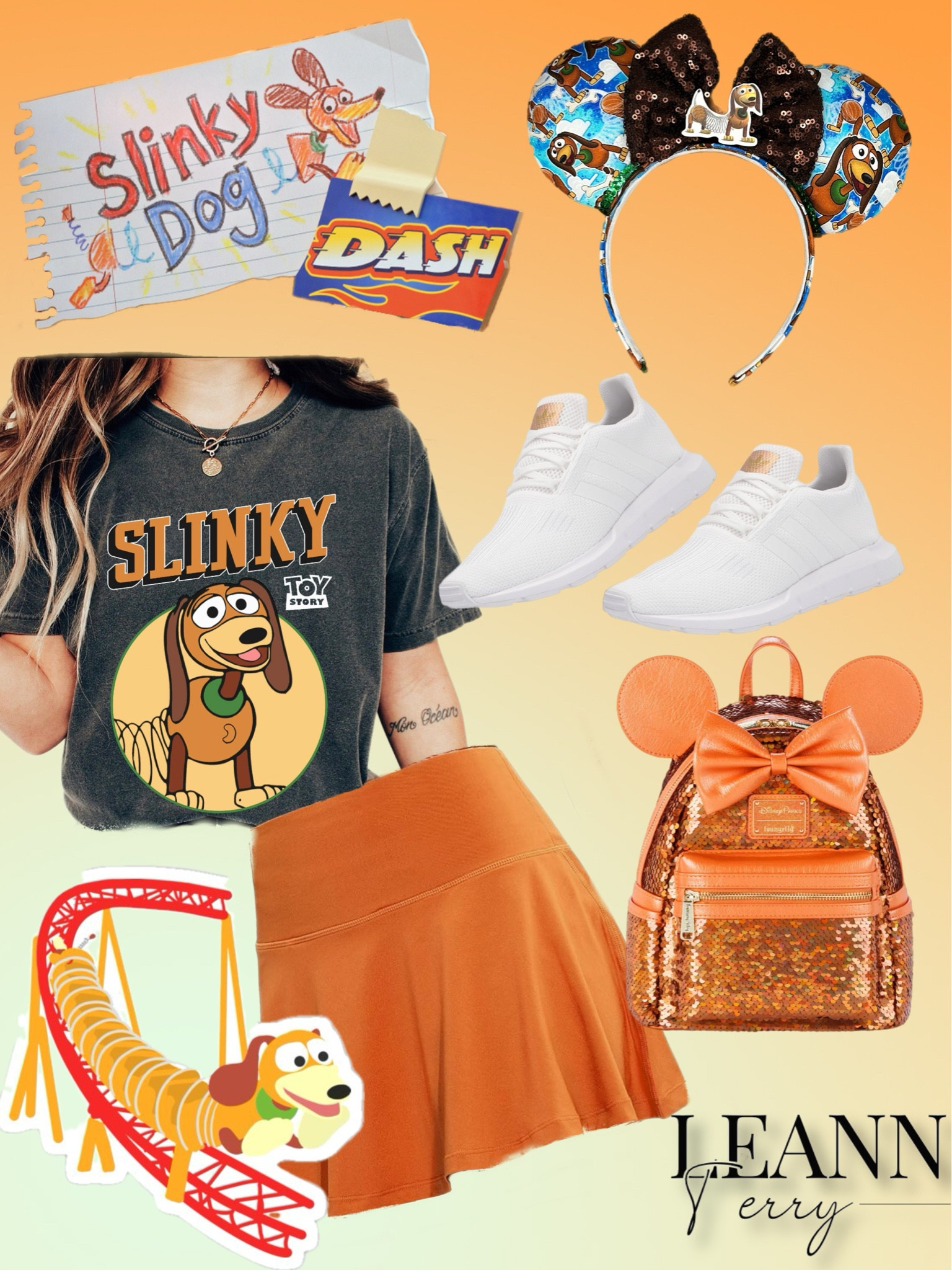 Slink into style with this playful look inspired by the Slinky Dog Dash ride at Disney World! 🌈✨ #DisneyStyle #SlinkyDogDash #FunFashion #ThemeParkChic