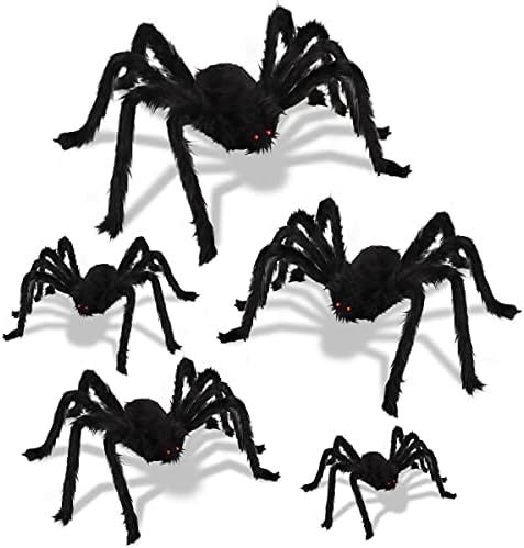 LOVKIZ Halloween Spider Decorations, 5 Pack Giant Hairy Spider Large Realistic Creepy Yard Decor ... | Amazon (US)