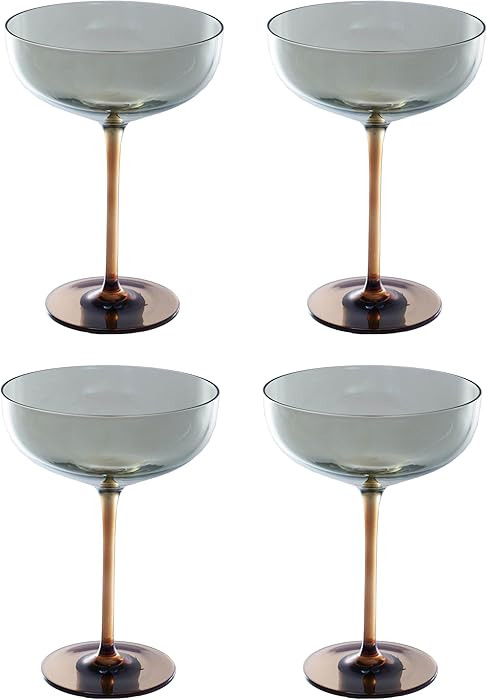 Bloomingville 8-Ounce Martini Glass in Iridescent Finish, Amber Color and Green, Set of 4 | Amazon (US)