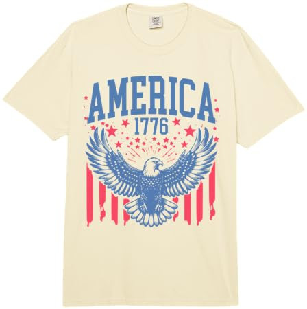 America 1776 Retro Eagle Comfort Colors Adult Heavyweight T-Shirt | Amazon (US)