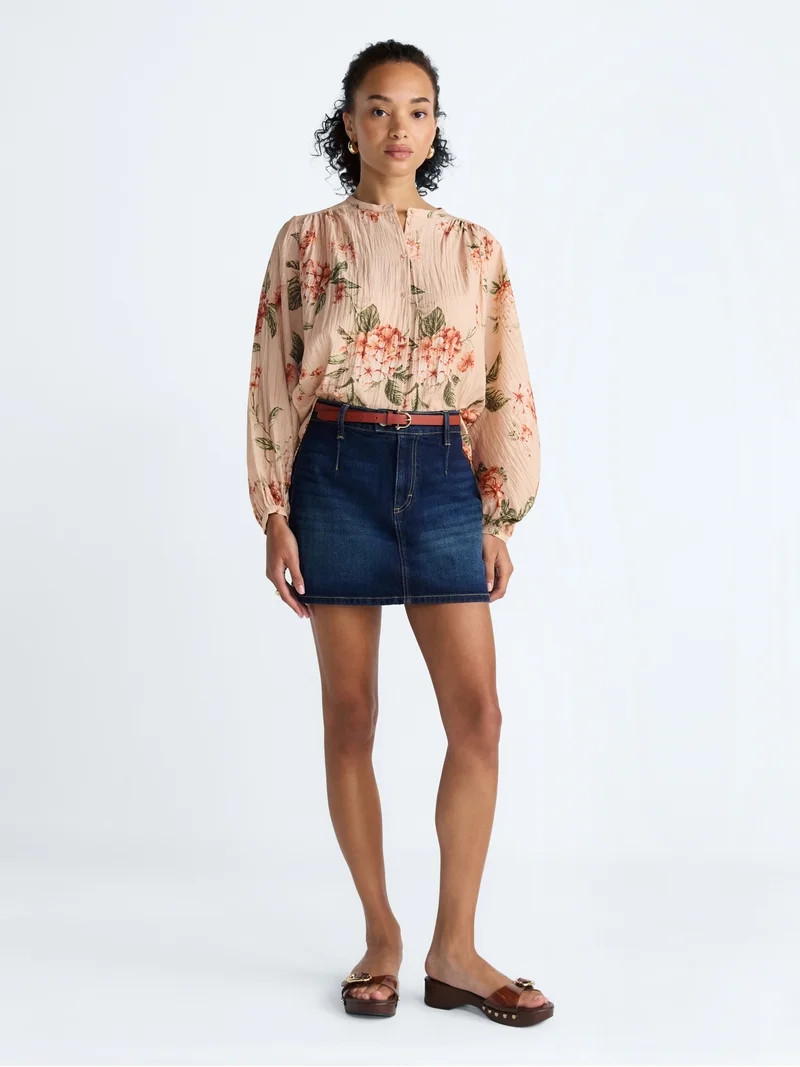 Scoop Women’s Blouson Sleeve Shirt, Sizes XS-4X | Walmart (US)