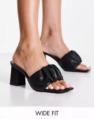 RAID Wide Fit Jayla ruched mules in black | ASOS (Global)