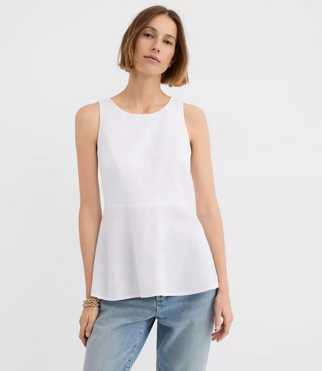 Linen Cotton Peplum Top | LOFT