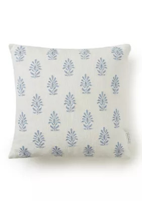 Crown & Ivy Embroidered White and Blue Pillow | Belk