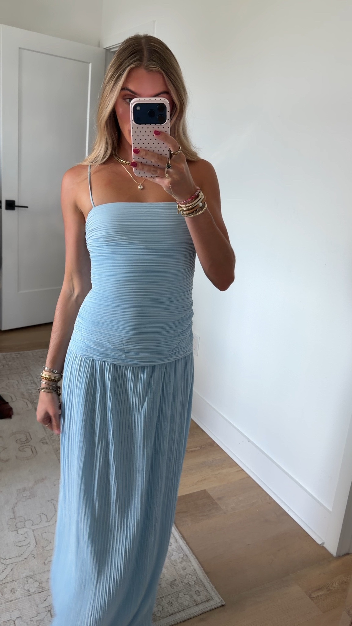 Showpo size 2. The Ashlee Maxi Dress arrives in light blue, with an inner lining that helps it sit smoothly and a zip for a secure finish.
The maxi cut follows the body, then opens at the leg split to allow easier movement as you walk. The pleated fabric catches light across the surface, giving the colour more dimension and keeping the finish considered. Made for a cocktail party, this is sleek, textural and quietly assured.

#LTKootd #LTKWedding #LTKSeasonal