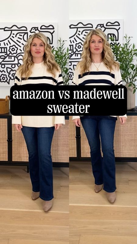 Amazon vs madewell basic striped sweater 

#LTKSeasonal #LTKunder50 #LTKunder100