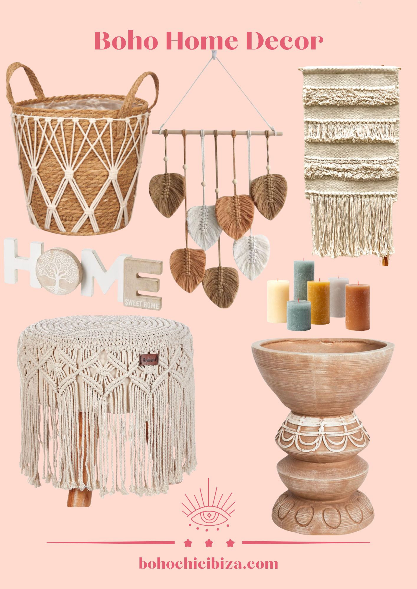 Boho Home Decor 💗
- Home Letters Decoration Sign
- Rustic Candle Gift Set
- Boho-Style macrame Plant Pot
- Flowerpot, light brown, Boho
- Boho style footstool for living room
- Wall Hanging Boho Feather 

 #LTKsale #LTKhome #LTKgiftguide