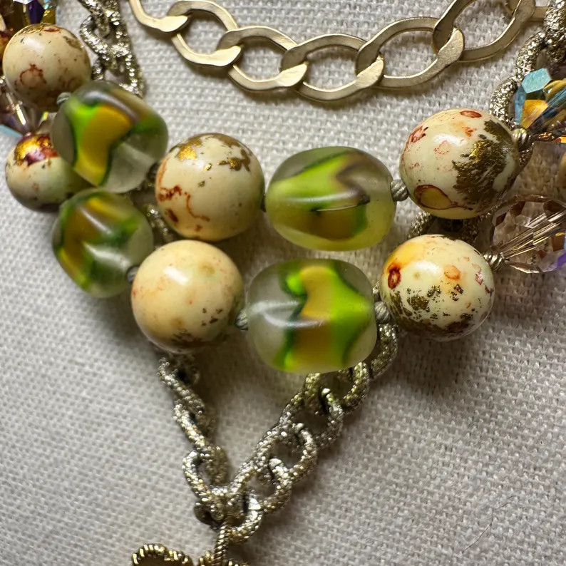 Golden Hour Heiress Necklace | 1960s Emmons Givre Glass Brooch | Vintage Czech Beads | Layered Go... | Etsy (Global)