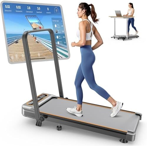 Foldable Treadmill with 10% Incline Upgrade 3.5HP Low Noise Walking Pad Treadmill with Handle Bar... | Amazon (US)