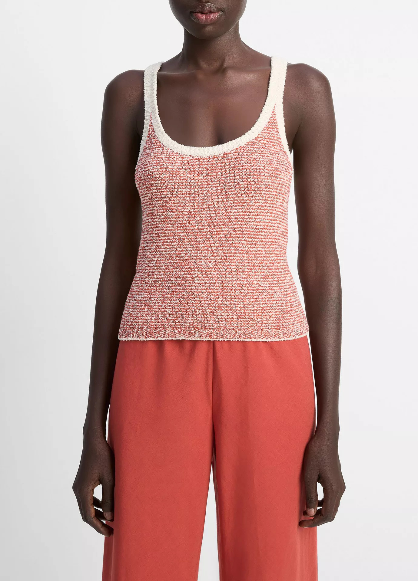 Textured Micro-Stripe Italian Cotton-Blend Sweater Tank | Vince LLC