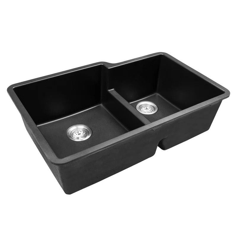 Double Bowl 32" X 21" Quartz Undermount 60/40 Kitchen Sink | Wayfair North America