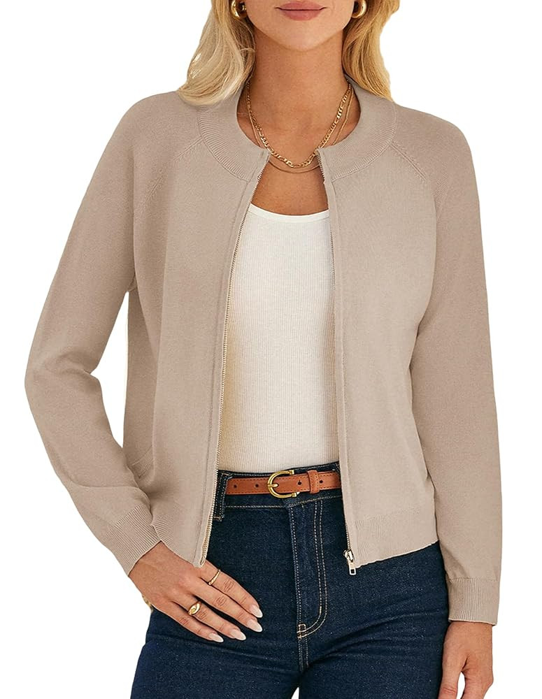 GRACE KARIN Womens Long Sleeve Zip Up Cardigan Sweaters Lightweight Fall Fashion Sweater Jacket K... | Amazon (US)