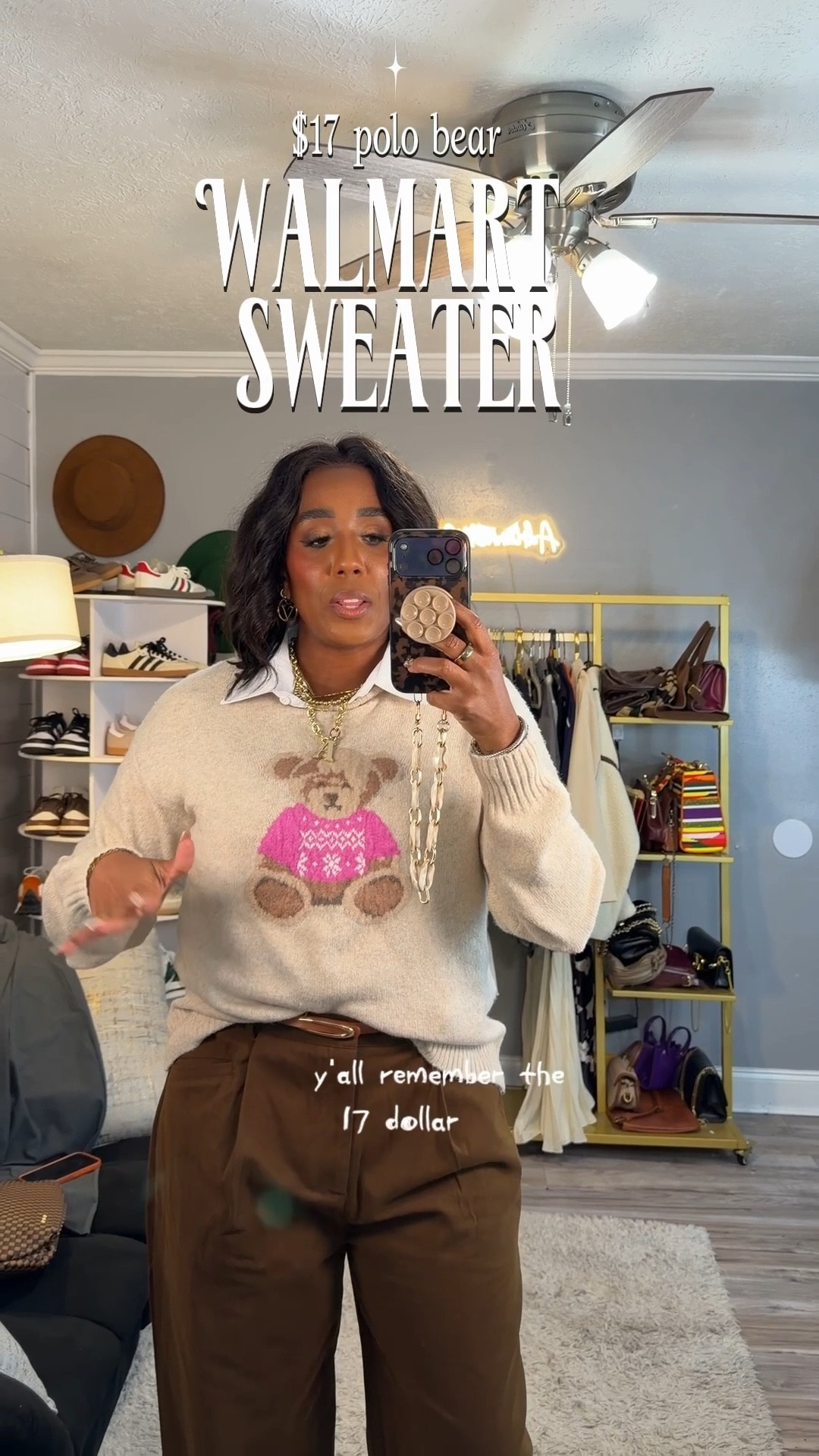 🐻 Walmart Bear Sweater | $17

This cozy bear sweater is a Walmart find you’ll wear on repeat. It comes in 4 different styles, and I styled mine 2 ways to show how versatile it is.

✨ Casual with denim
🤎 Dressed up with tailored trousers

I ordered a size medium for a comfortable, easy fit. Affordable, comfy, and effortless for everyday wear.

👉 Linked in my LTK

#LTKunder20 #WalmartFinds #AffordableStyle #StyledTwoWays
#Over40Fashion #EverydayOutfits #BudgetFriendly #FallStyle

#LTKFindsUnder50 #LTKOver40 #LTKMidsize