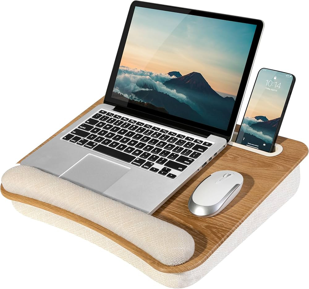 LAPGEAR Portable Laptop Lap Desk with Pillow Cushion, Anti-Slip Strip, Tablet or Phone Storage Sl... | Amazon (US)