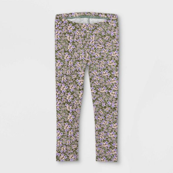 Toddler Girls' Floral Leggings - Cat & Jack™ Olive Green | Target