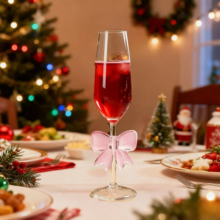 Champagne Glass Set, Featuring Pink Bow-adorned Stemmed Champagne Glasses, Suitable For Various W... | Walmart (US)