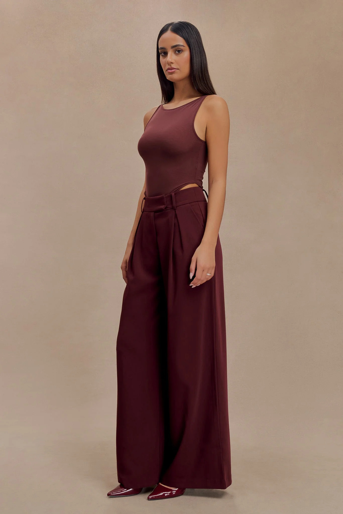 Marla Boat Neck Sheer Mesh Top - Mahogany | MESHKI US